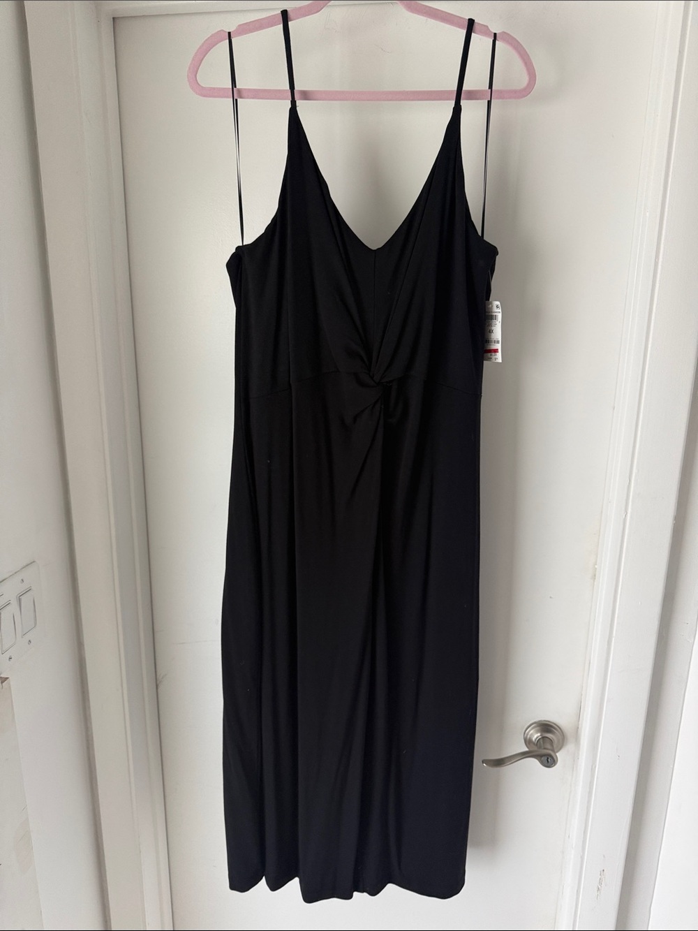 Bar III Black Knotted V-Neck Midi Dress
